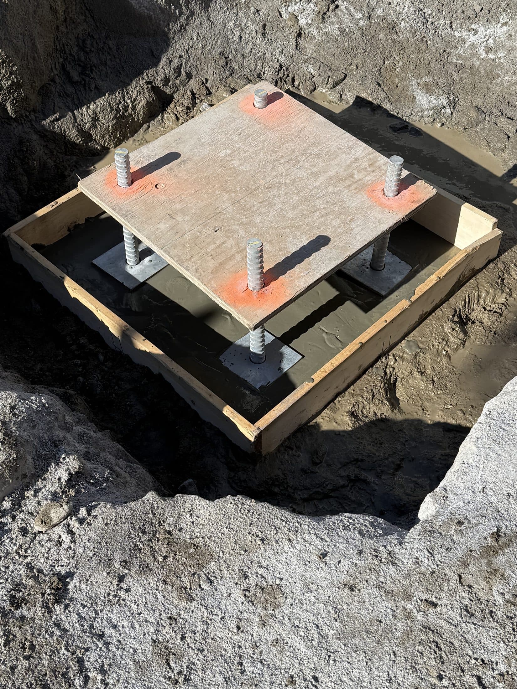 Anchor foundation work from a transmission job