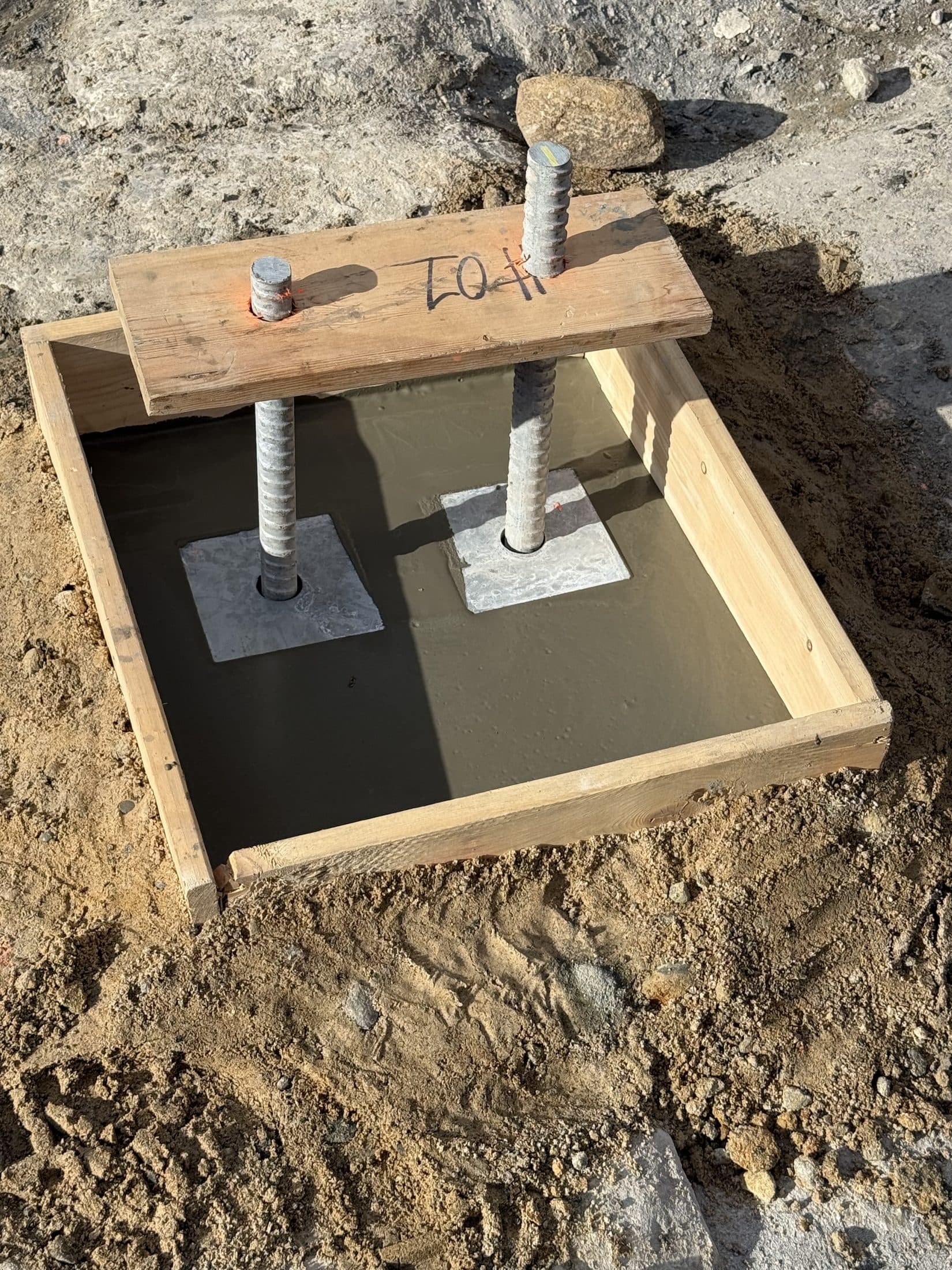 Completed anchor and foundation detail on site