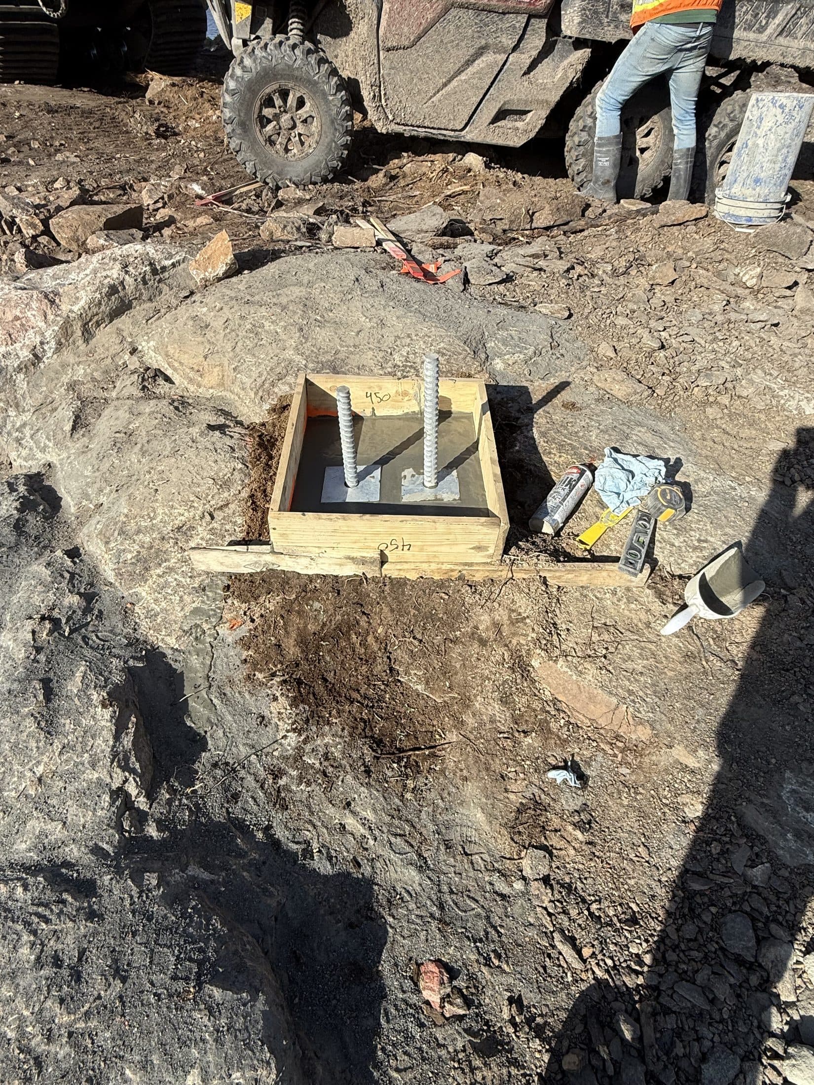 Grouted anchor assembly ready for structure load