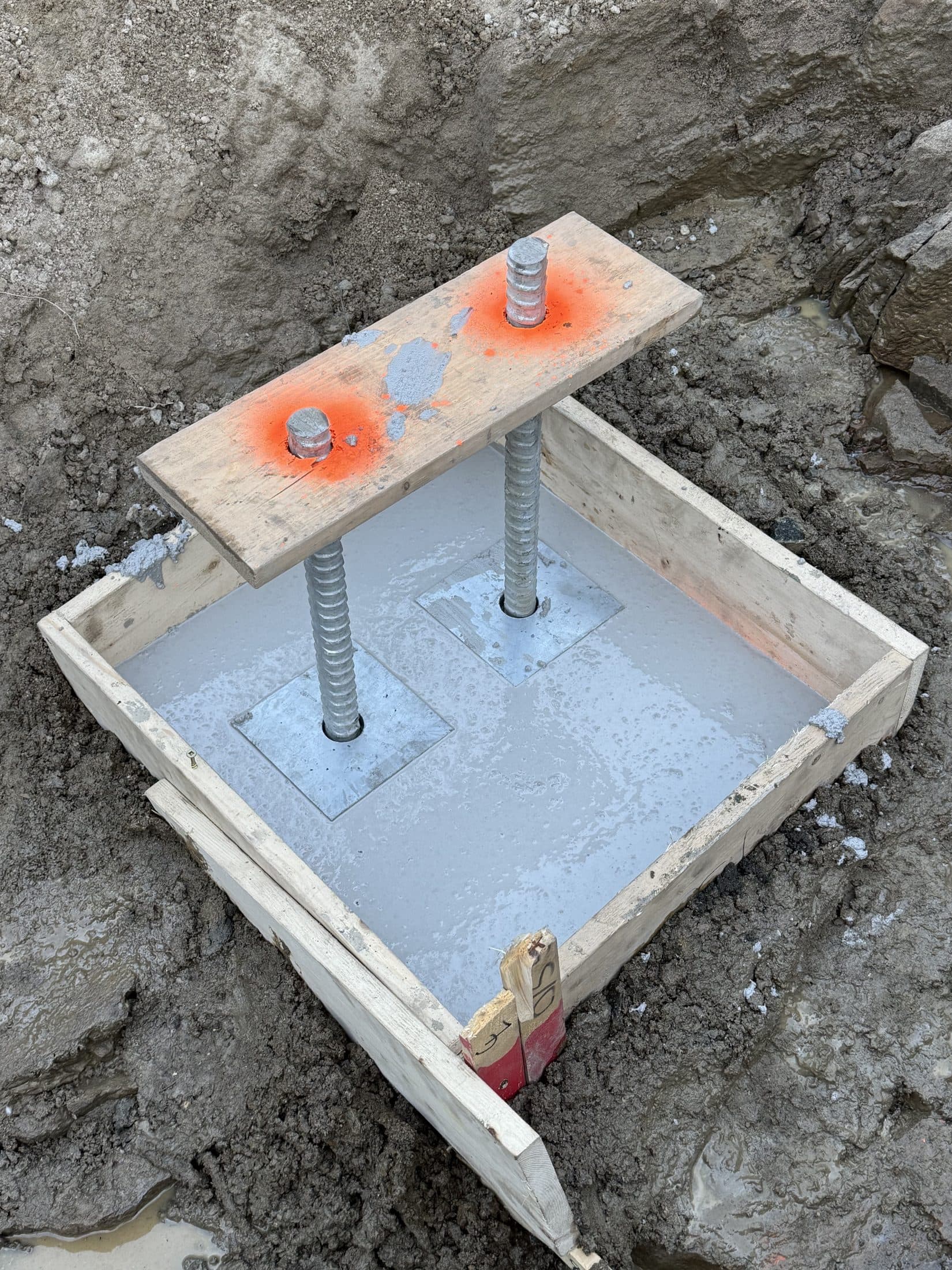Installed rock anchor on a northern tower site